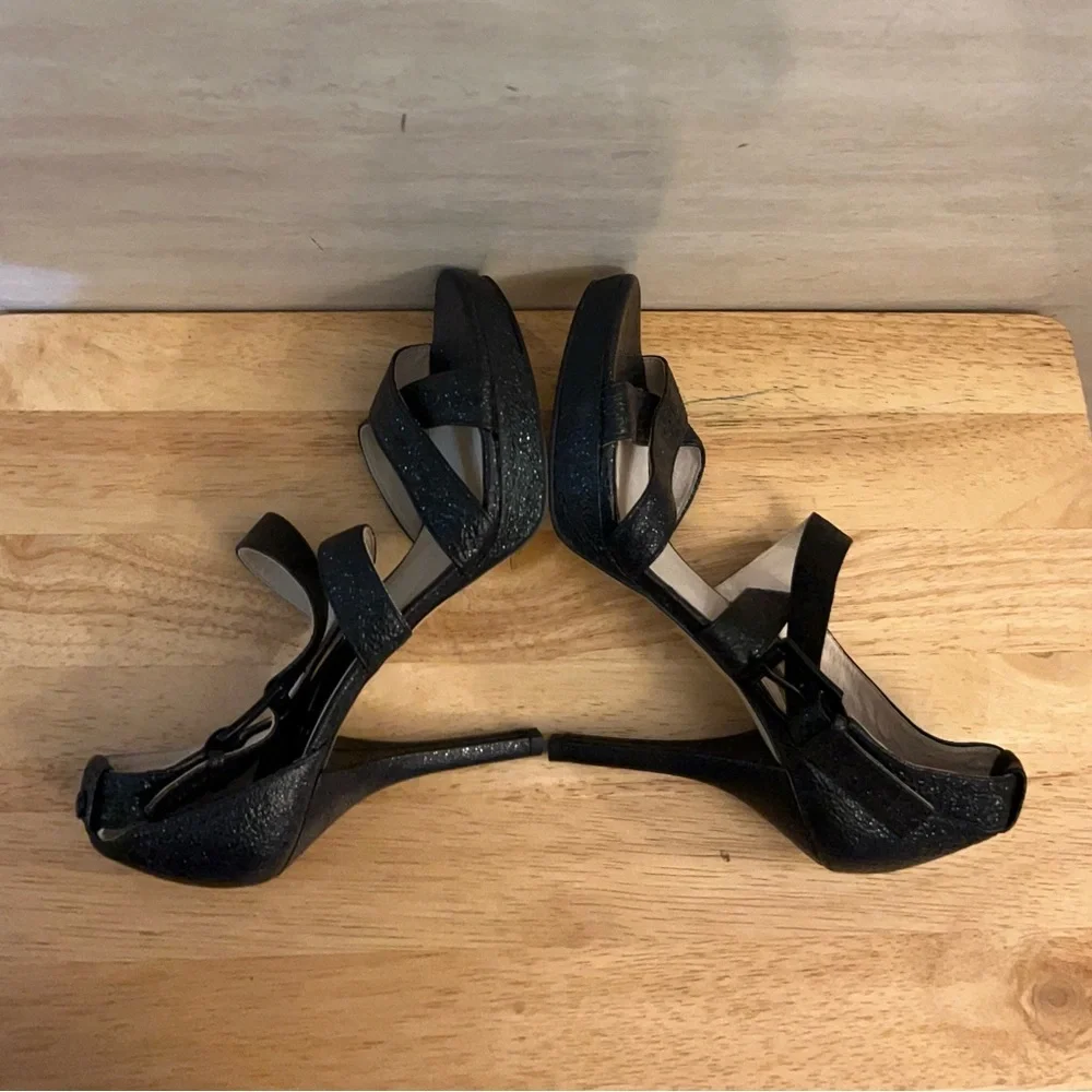 MICHAEL Michael Kors Evie platform sandals in black glitter. - Picture 7 of 11